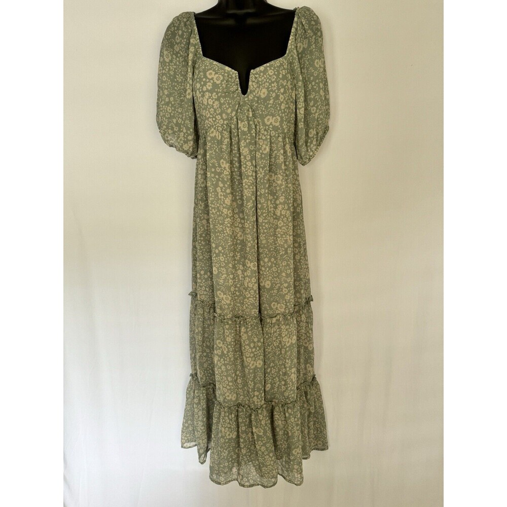 Saltwater Luxe NWT Arden Midi Dress Green/ Grey Floral Women’s Size S $216